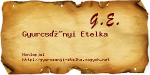 Gyurcsányi Etelka névjegykártya